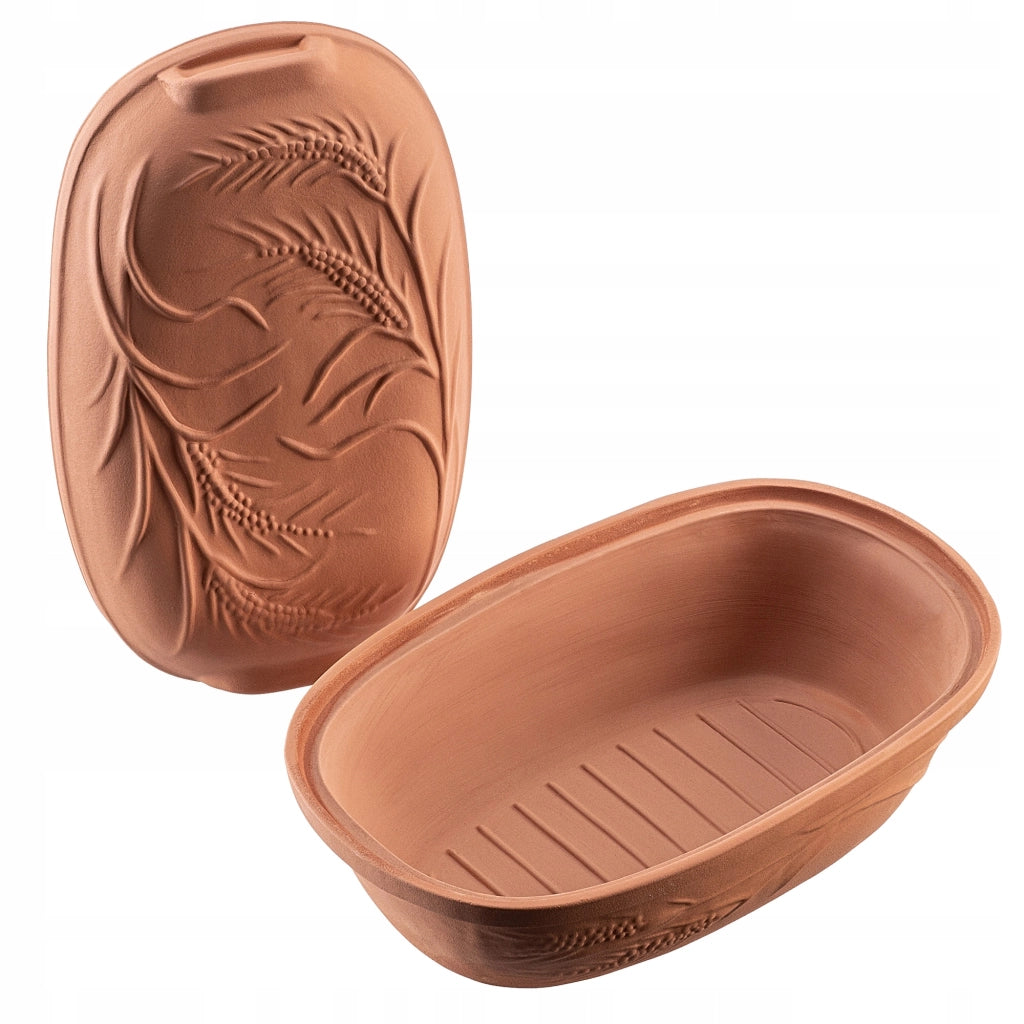 Vaso in terracotta KADAX Roman Clay Pot 4.5L, forma ovale grande con coperchio.