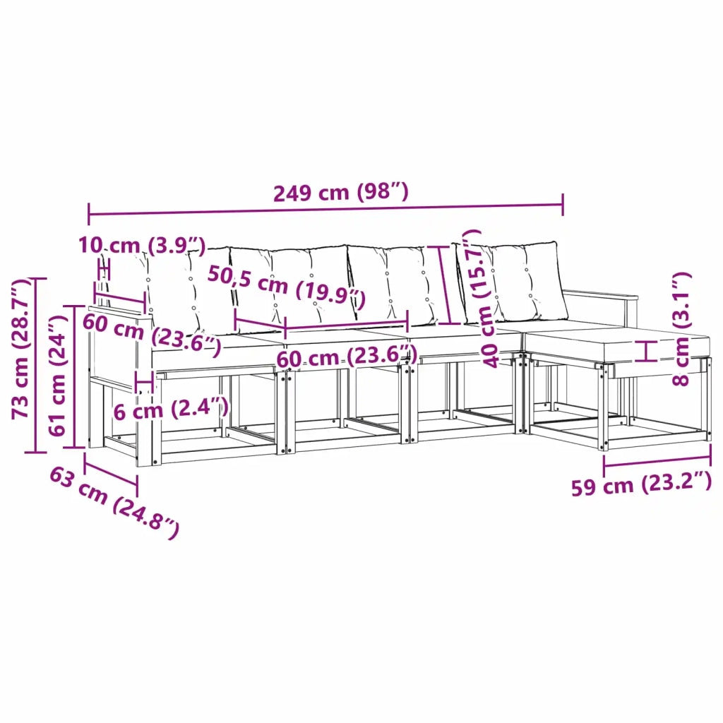 Set di divani da esterno 5 pz Naturale e Beige 3381893