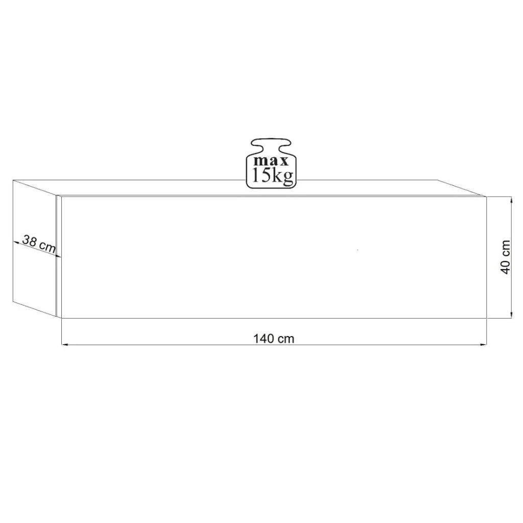 Mobile sospeso da 140 cm collezione NEVER in bianco lucido