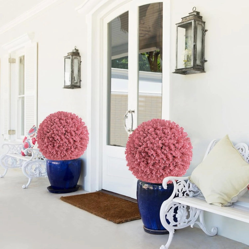2 sfere di bosso, 44 cm, pianta artificiale di eucalipto, a forma di bosso, resistenti ai raggi UV, piante artificiali, palline decorative, per matrimonio, giardino, casa