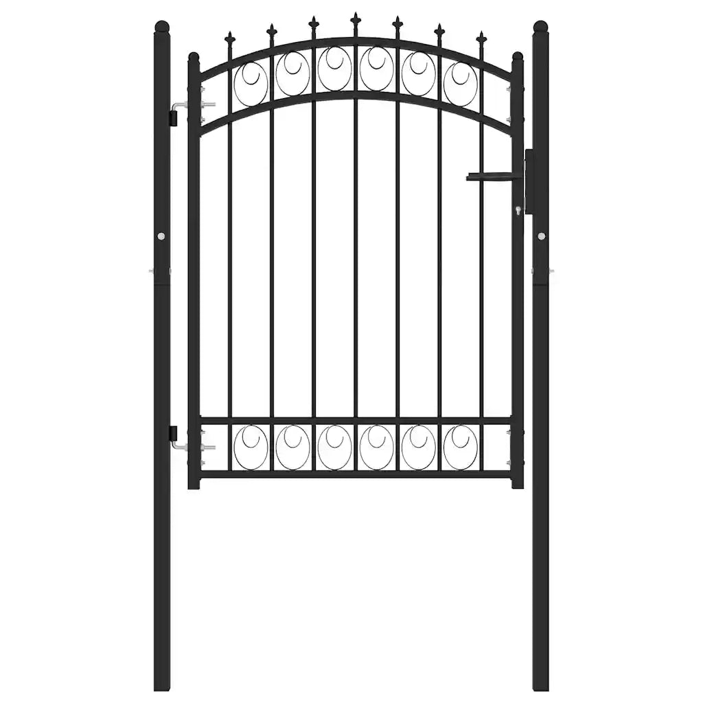 Cancello per Recinzione con Punte in Acciaio 100x125 cm Nero 146379