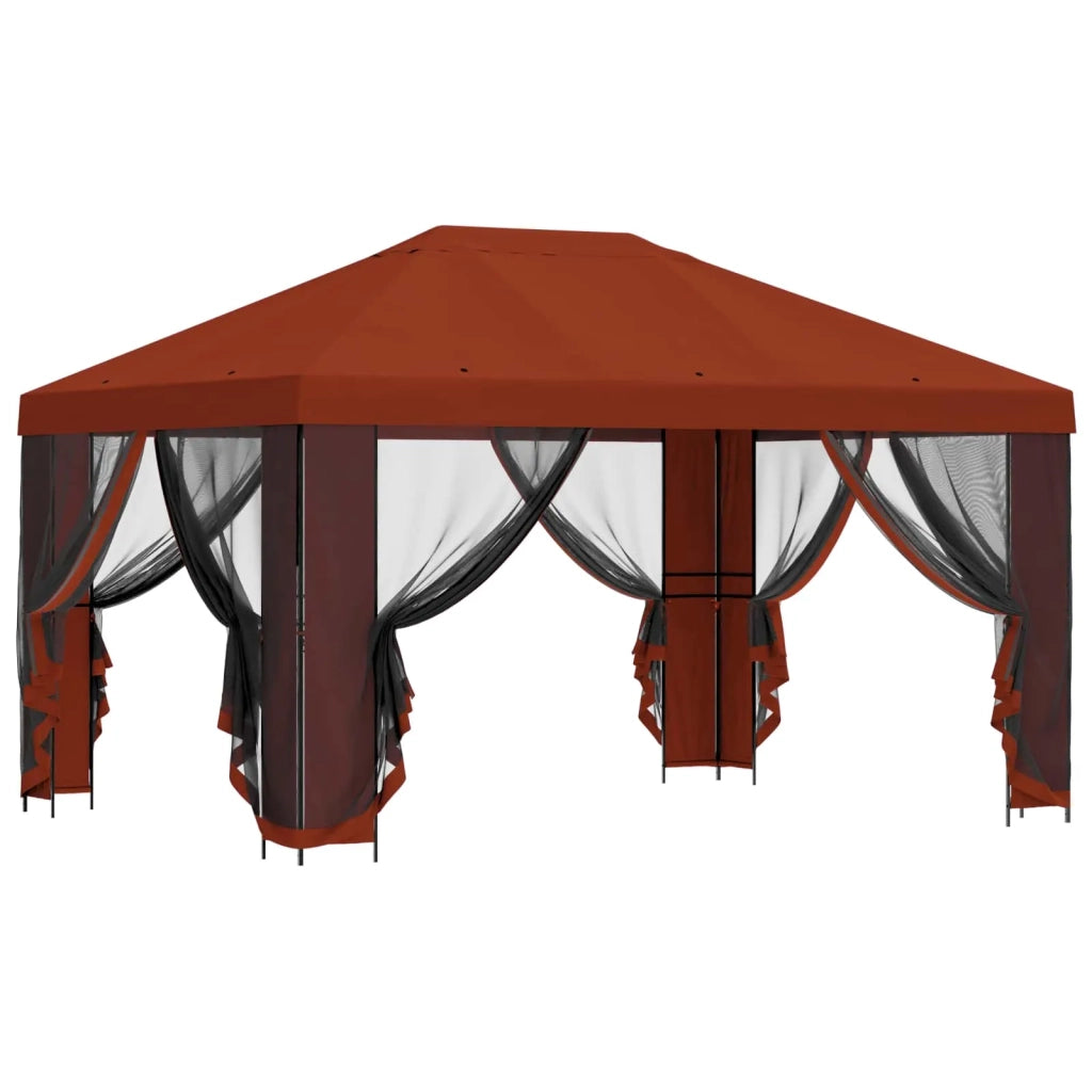 Gazebo con pareti laterali 4 × 3 m Terracotta 900388