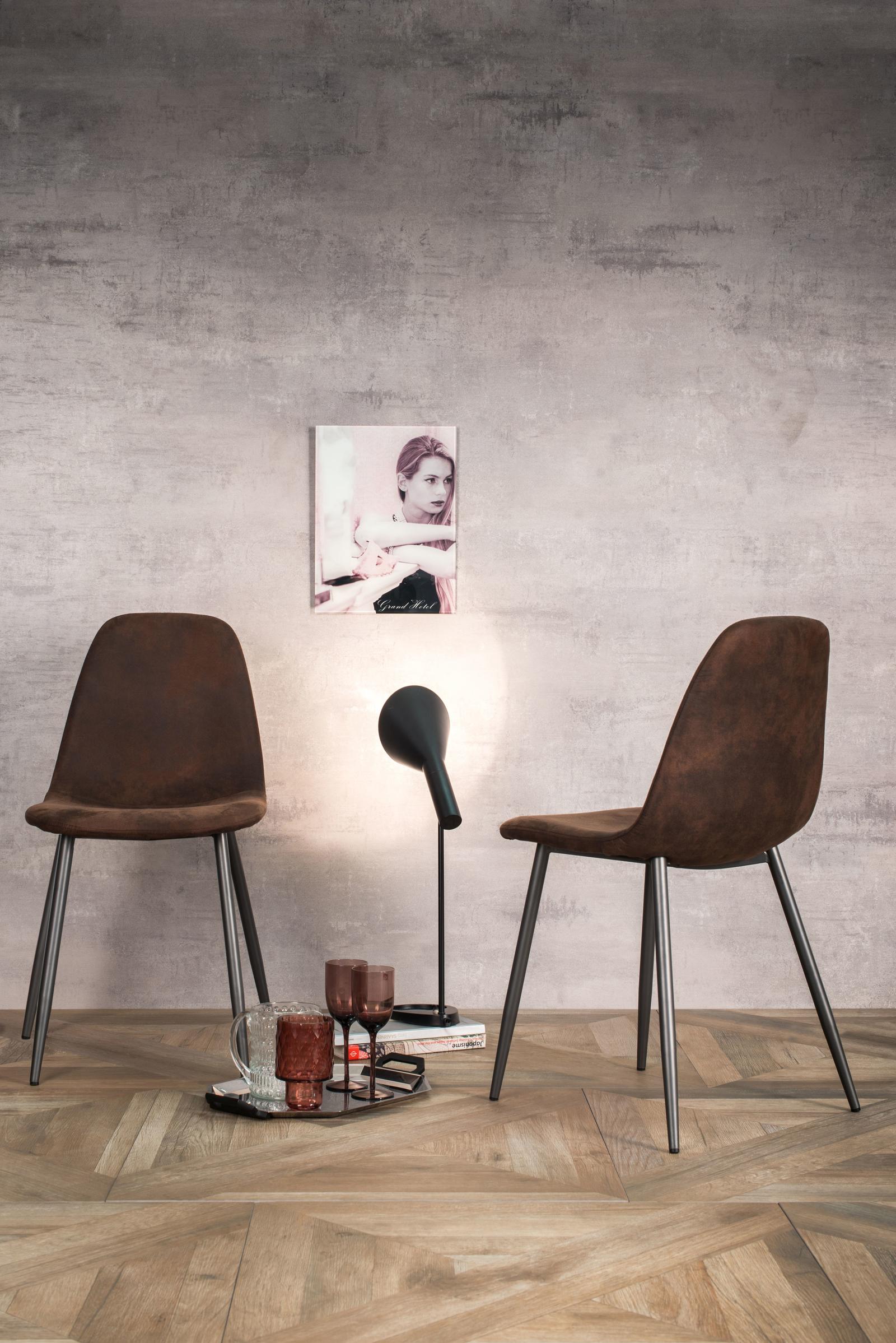 Set 4 Sedie 44x50xH84 cm in Similpelle Brigitte Moka Vintage