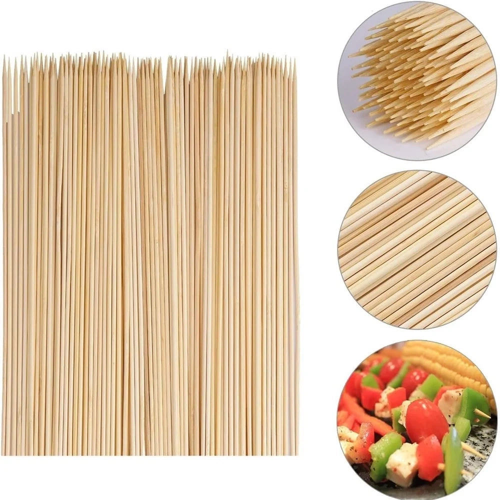 Trade Shop - Set 4 Pz Da 90 Spiedini In Bambù Bastoncini 25cm Stuzzicadenti Lunghi Per Barbecue 634145 -