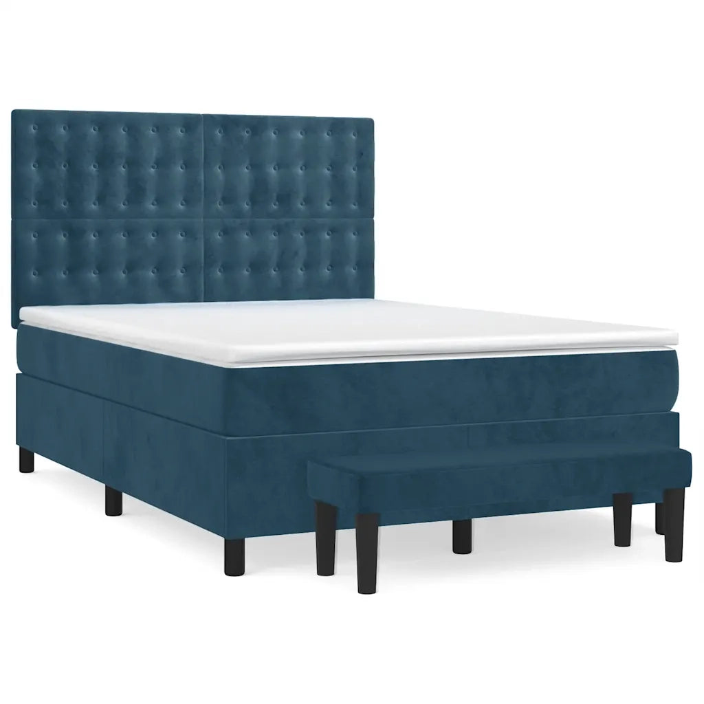 Giroletto a Molle con Materasso Blu Scuro 140x200 cm in Velluto 3138089
