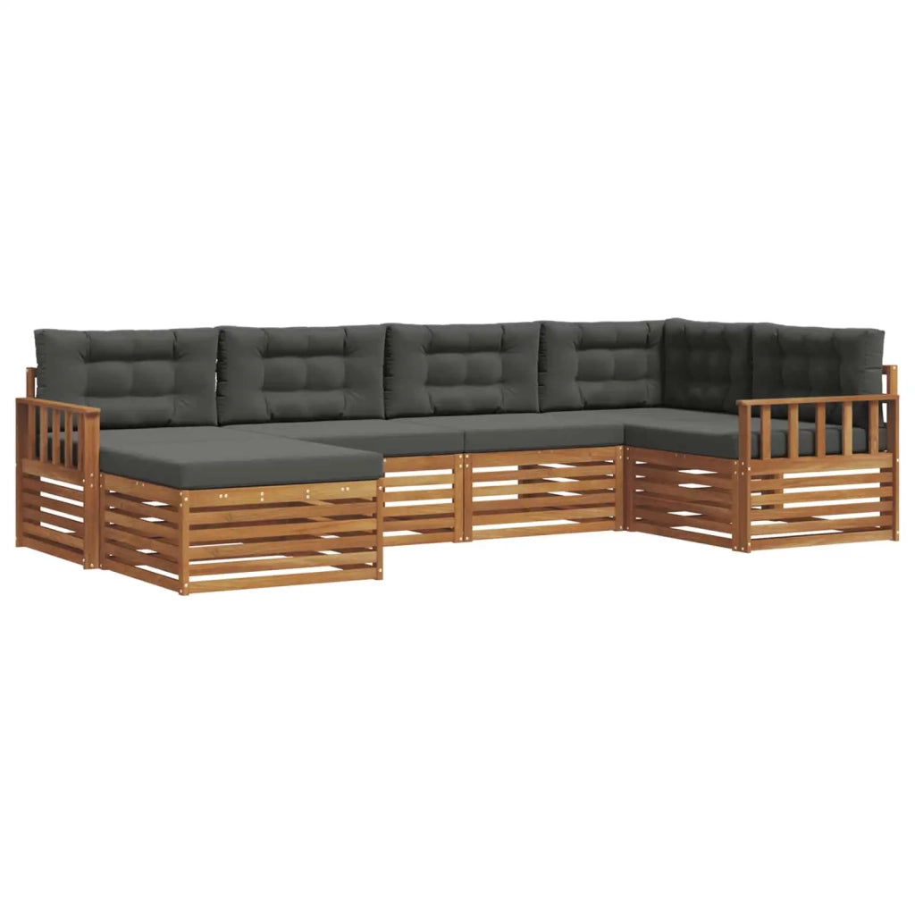 Set di divani da esterno con cuscino 6 pcs Naturale e Antracite