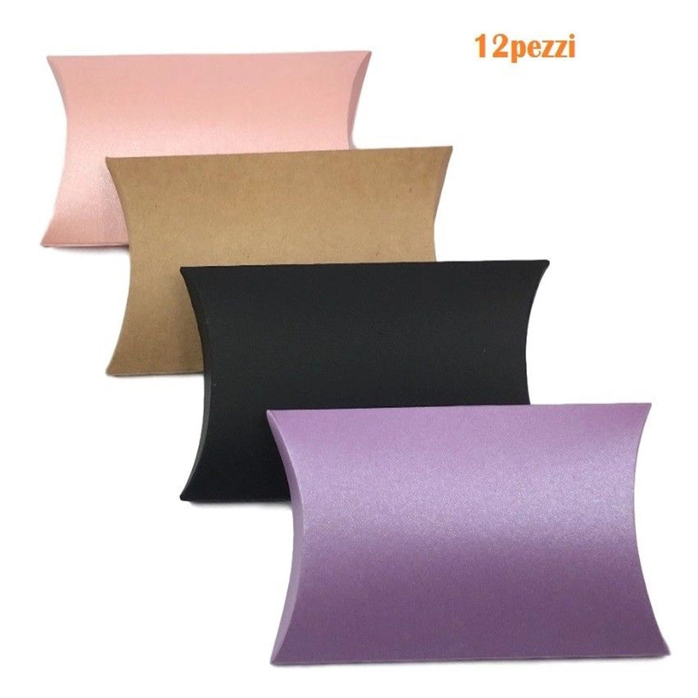 Trade Shop - Set 12 Pezzi Scatole Box Regalo In Cartone Sacchetti Colorate 46x28cm -