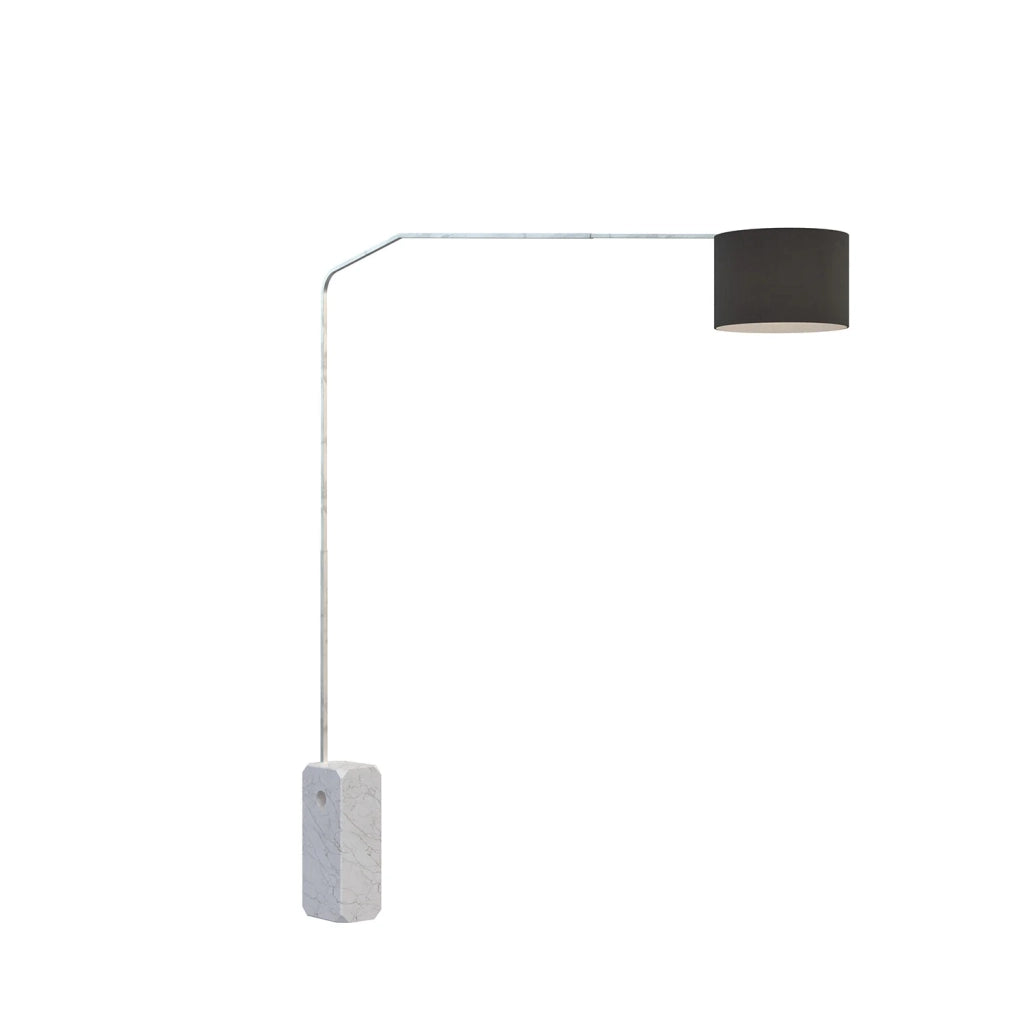 Piantana Contemporanea Slope Marmo Bianco Tessuto Nero 1 Luce E27