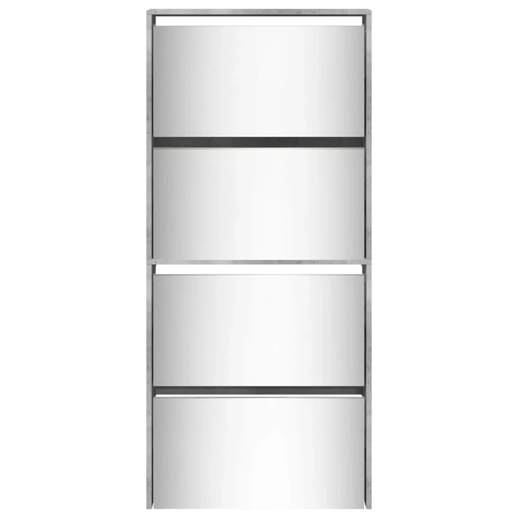 Scarpiera mobiletto portascarpe mobile ingresso/corridoio/soggiorno con specchio 4 ripiani 63 x 17 x 134 cm grigio 02_0021764