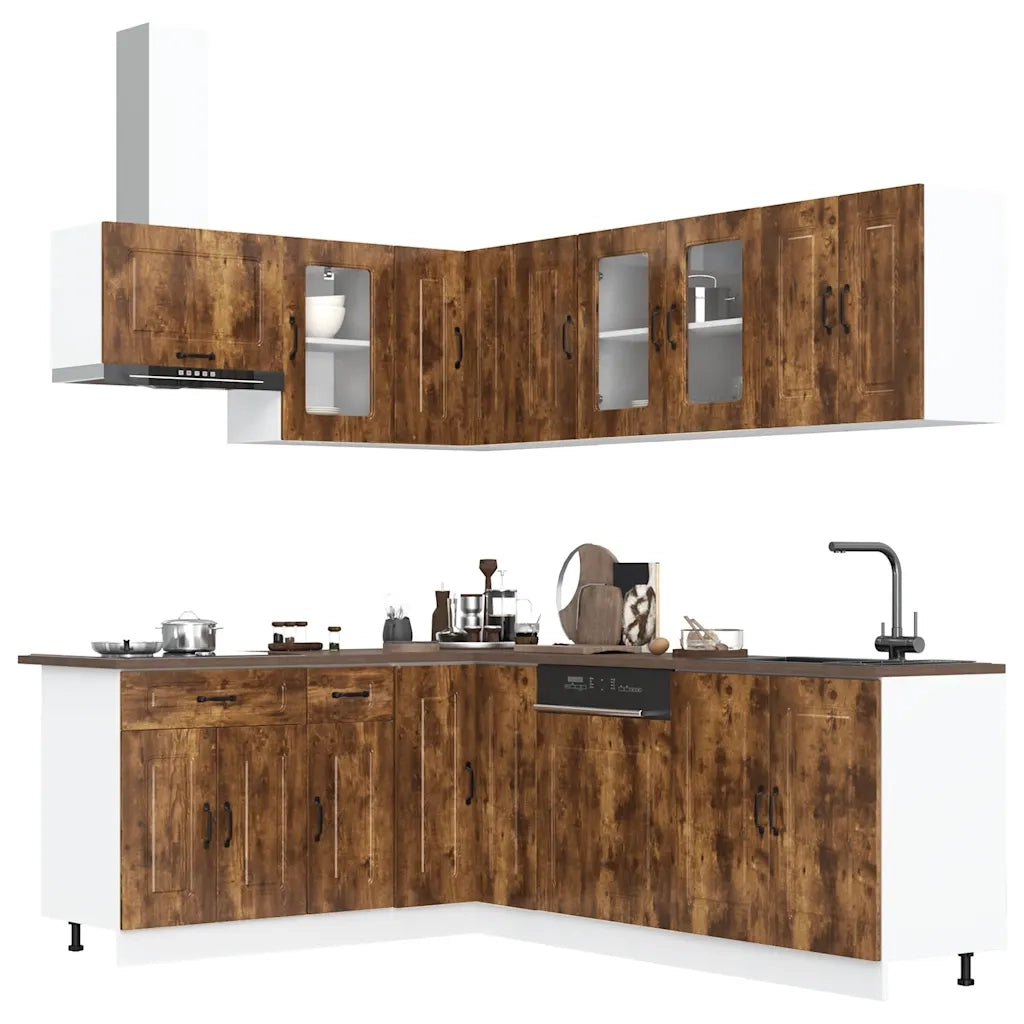 Set Mobili da Cucina 11 pz Kalmar Rovere Fumo Legno Multistrato