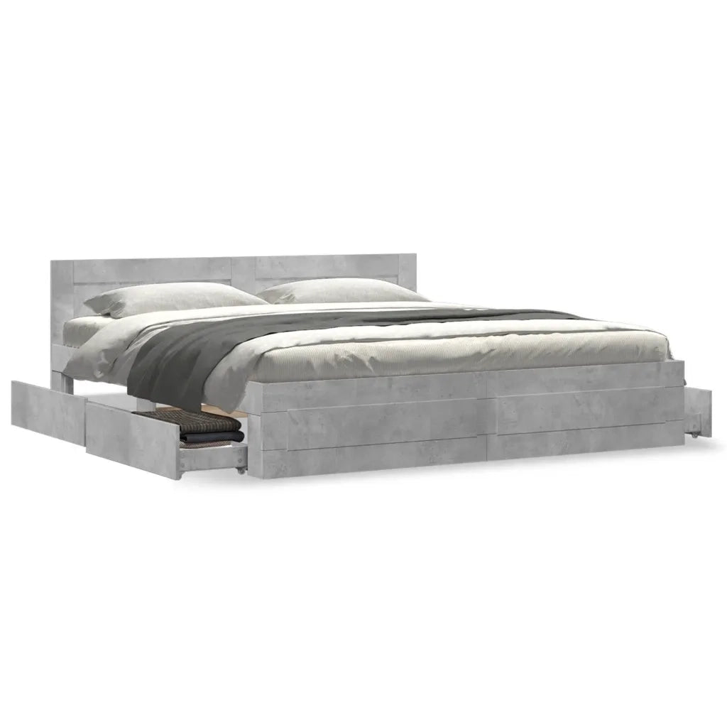 Giroletto Testiera Grigio Cemento 180x200 cm Legno Multistrato 3295544