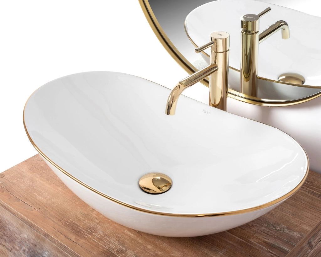 Lavabo Da Appoggio Rea Royal Gold Edge