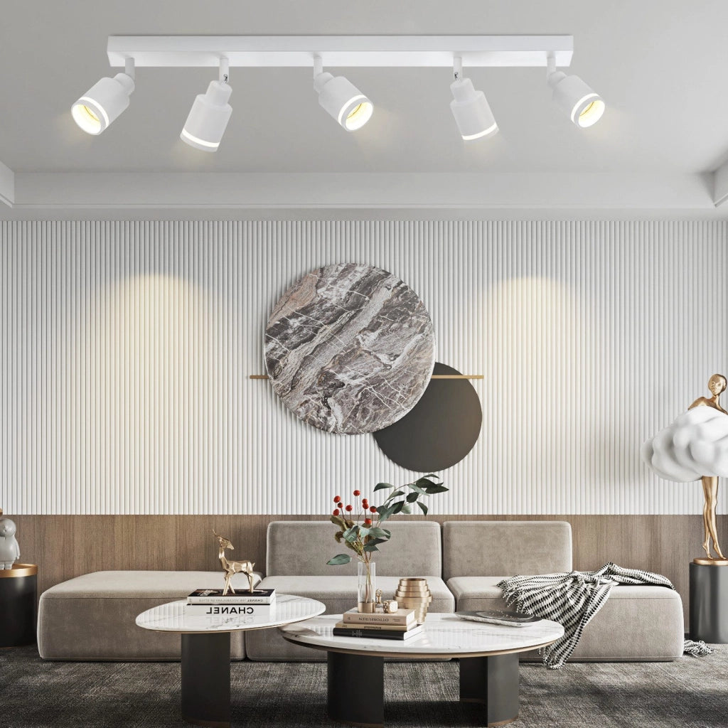 ZMH Faretto da soffitto bianchi 5 luci GU10 metallo orientabili moderni per camera letto sala pranzo senza lampadina