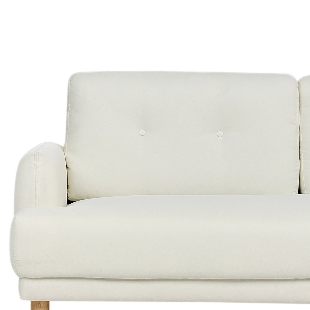 Set da salotto composto da divano a 3 posti e poltrona gambe in legno seduta spessa con rivestimento in tessuto bianco sporco soggiorno retrò classico