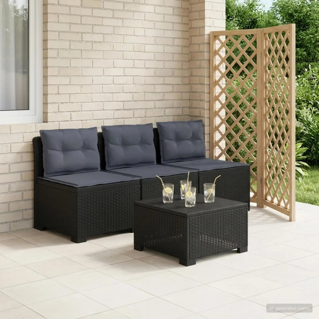 Divano da giardino 3 posti con cuscini in look rattan PP 8011979
