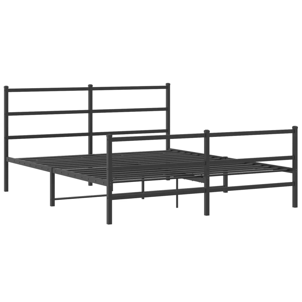 Giroletto con Testiera e Pediera Metallo Nero 150x200 cm 355385