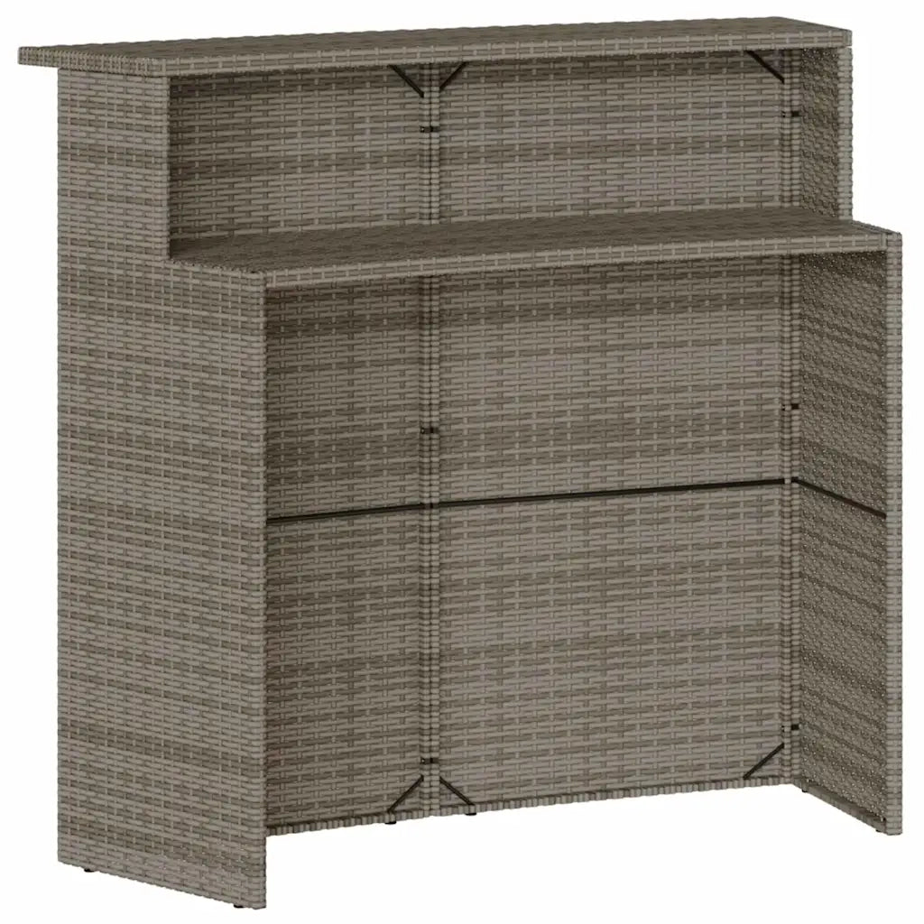 Set Bar da Giardino 3pz | Set Salotto da Giardino con Cuscini Grigio in Polyrattan