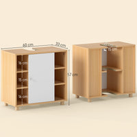 Mobile Sottolavabo Bagno 60x33x57cm con Armadietto a 2 Ante Soft-Close e 6 Ripiani Aperti Bianco