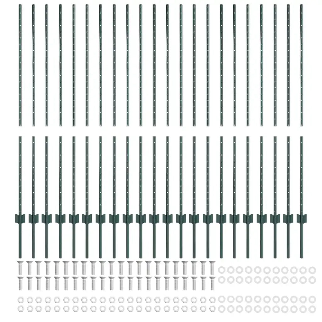 Palo della recinzione 22 pcs Verde 180 cm Acciaio 3335922