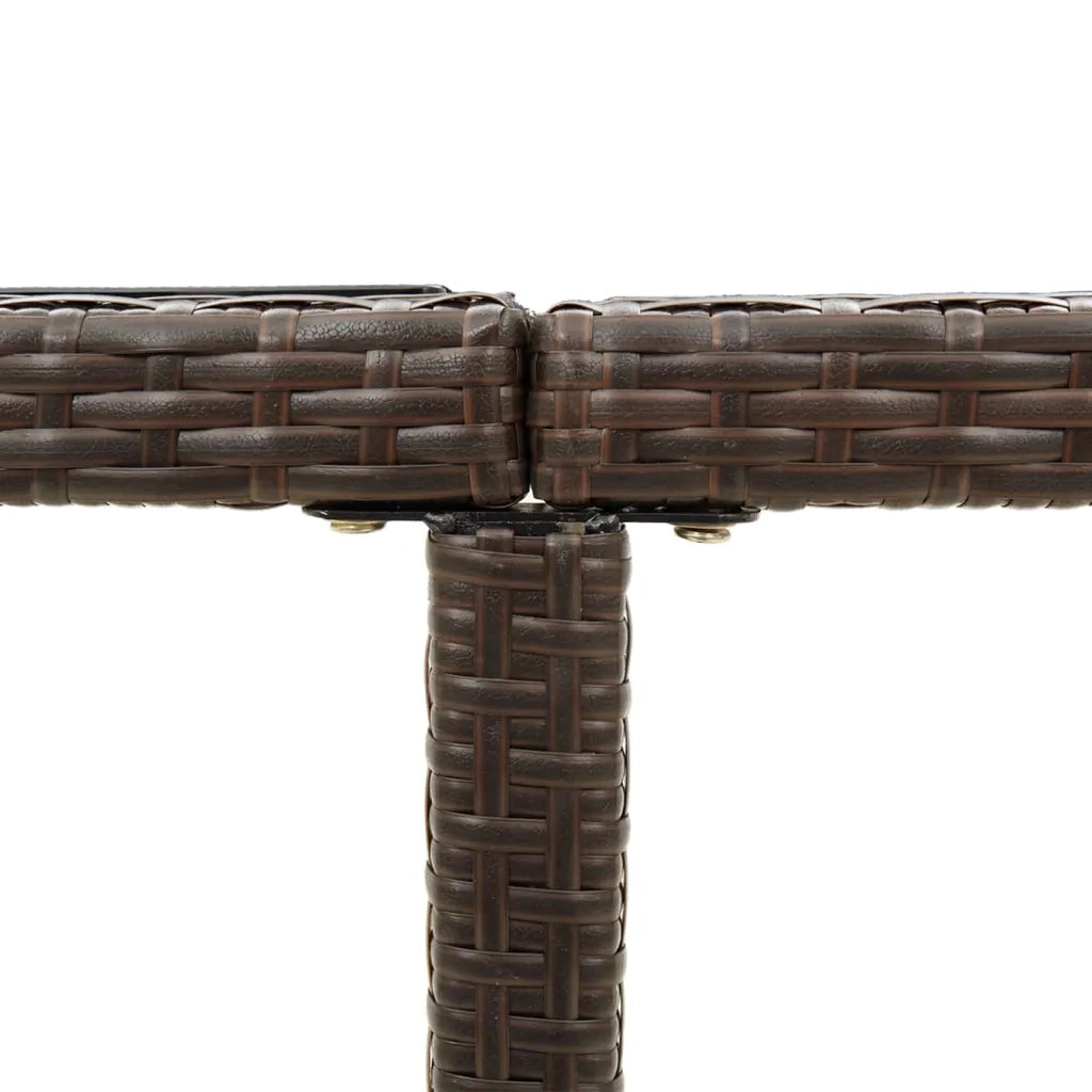 Tavolo da Giardino Marrone 109x107x74 cm in Polyrattan e Vetro 316788