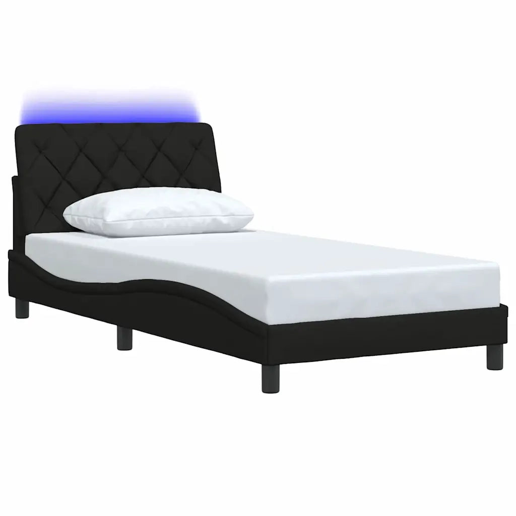Giroletto con LED senza Materasso-Struttura Letto Nero 100x200 cm in Tessuto
