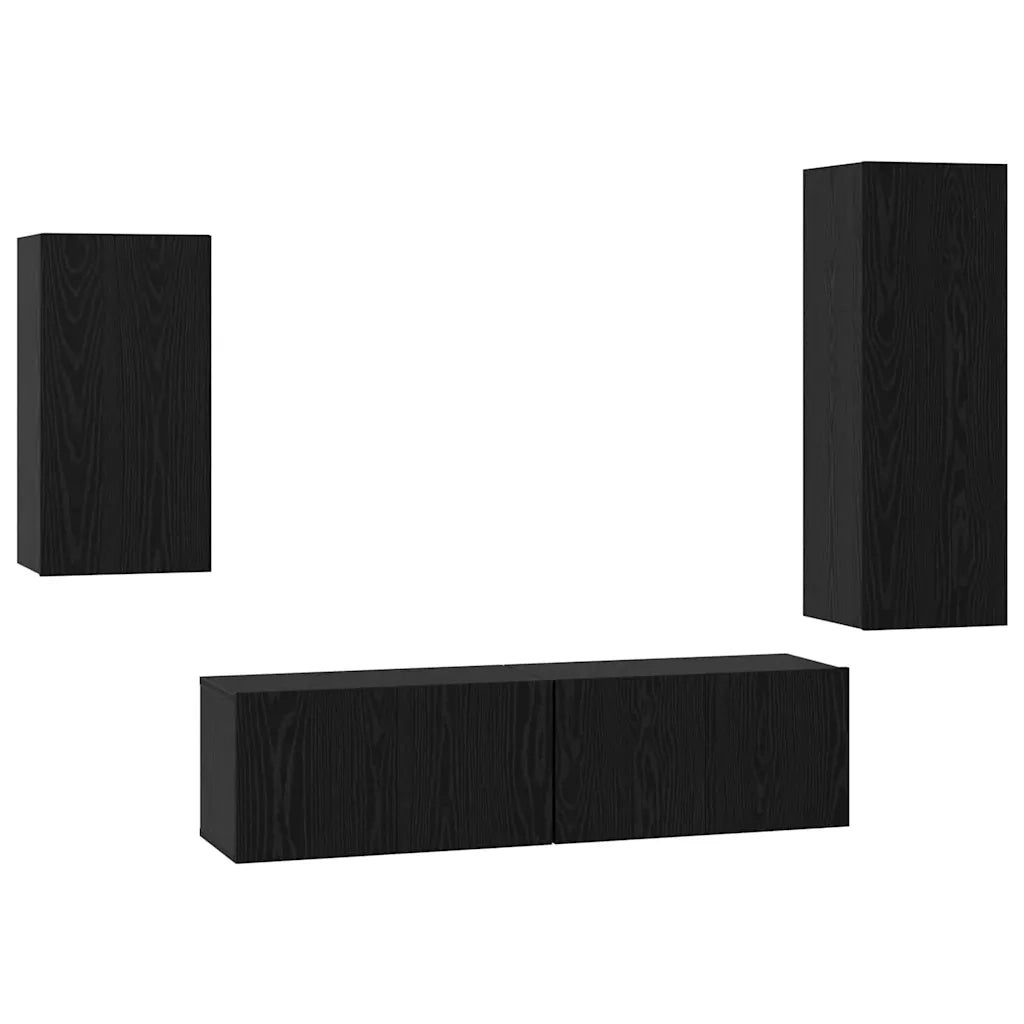 Set mobile TV 4 pcs Rovere Nero Legno multistrato 3393283