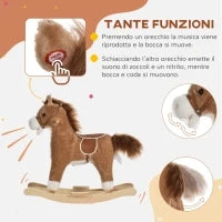 Cavallo a Dondolo Giocattolo con Suoni Realistici per Bambini 36-72 Mesi, Include 2 Batterie AA, Marrone