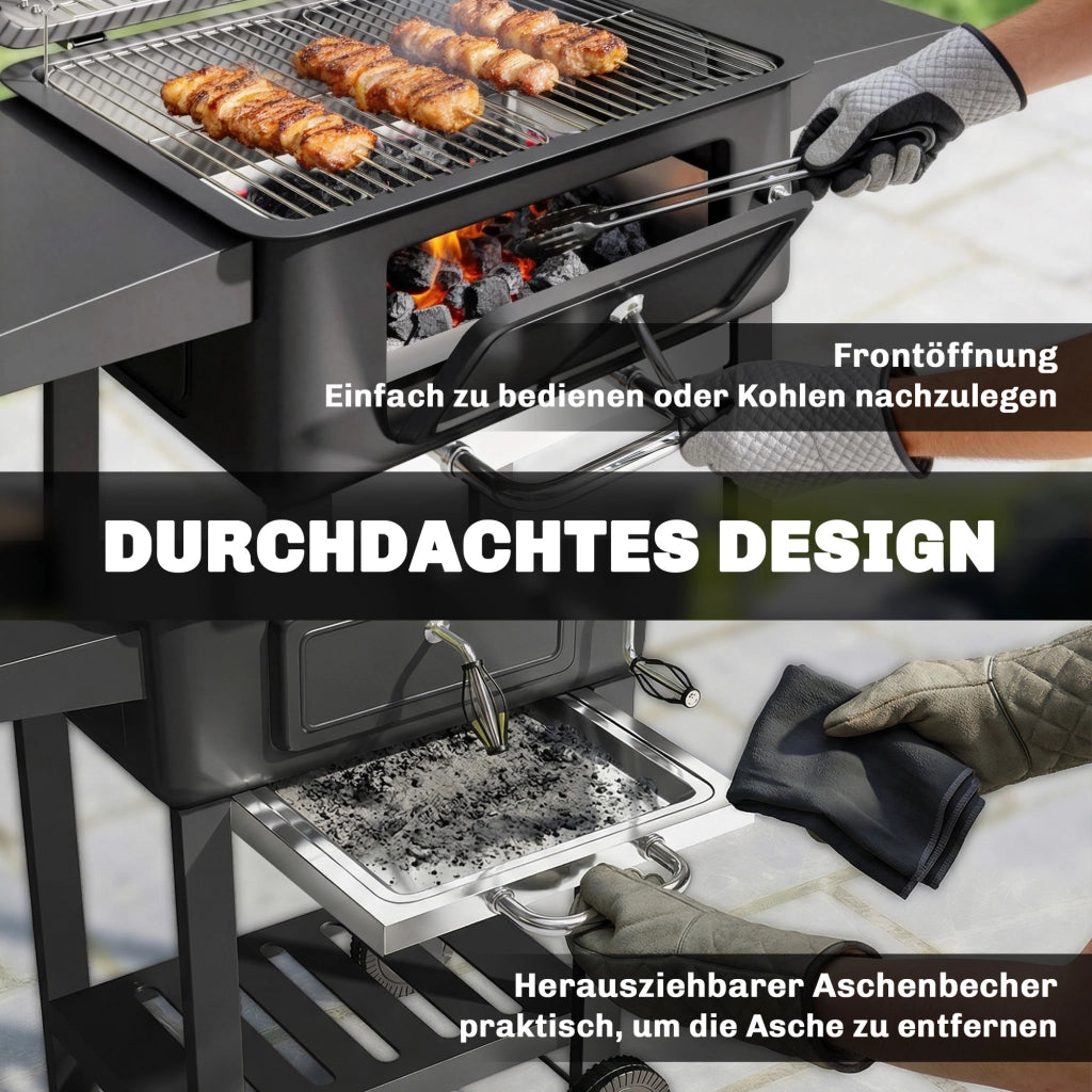 Barbecue a carbone con termometro e coperchio ¨C zephmum ¨C Griglia in acciaio
