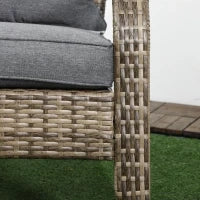 Sedia da Giardino Adironrack con Braccioli, in Rattan e Acciaio, 64x80x90 cm, Marrone e Grigio