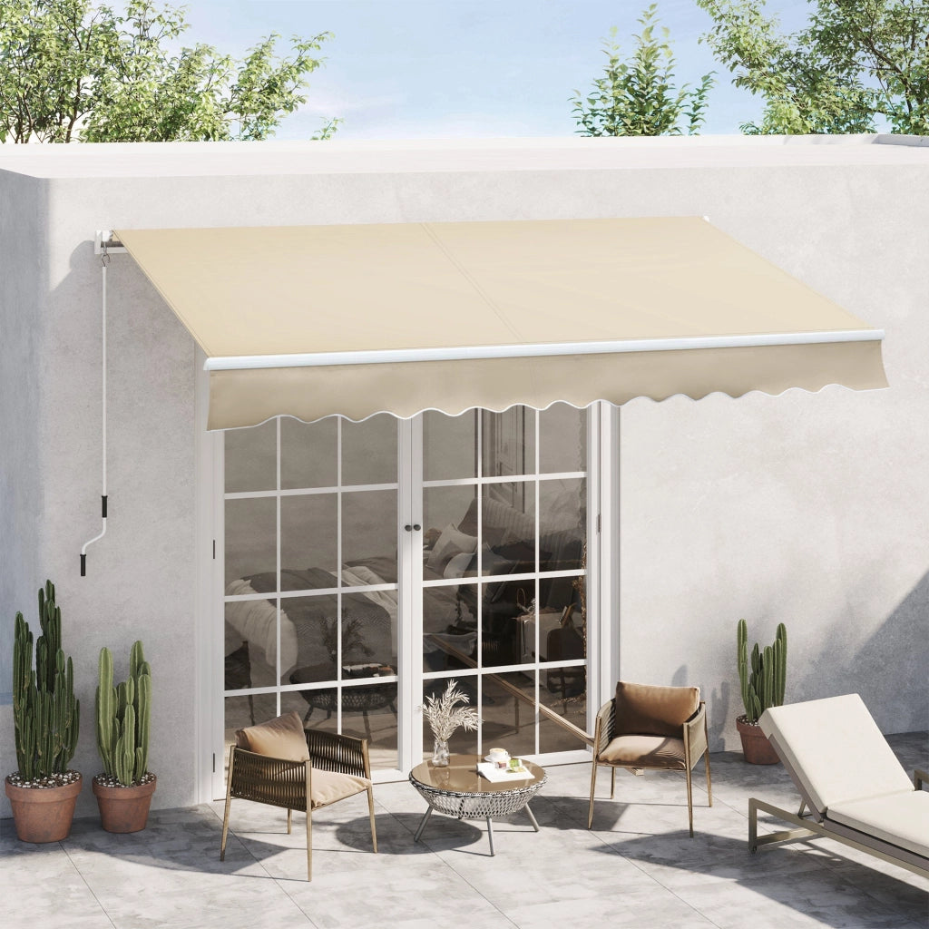 Tenda da Sole per Esterno a Bracci Avvolgibile 360x250 cm con Apertura a Manovella Crema