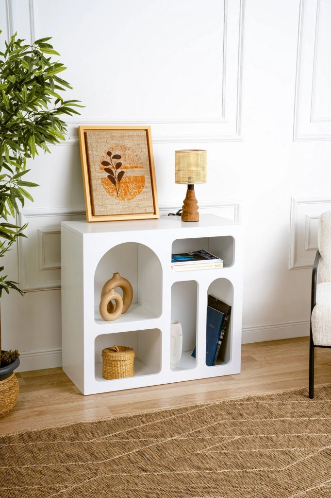 Credenza in legno "Lessa" - 80 x 37 x 74 cm - Bianco