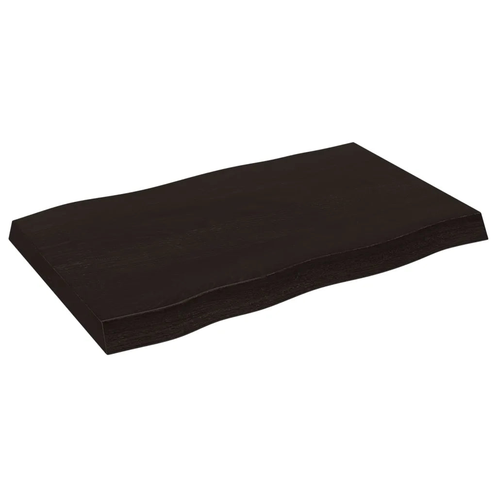 Piano Tavolo Marrone Scuro 80x50x(2-6)cm in Rovere Non Trattato
