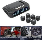 Sistema di controllo della pressione dei pneumatici a batteria solare con 6 sensori esterni e schermo LCD - Pressione in tempo reale e allarme - Monitor di sicurezza automatico per RV.