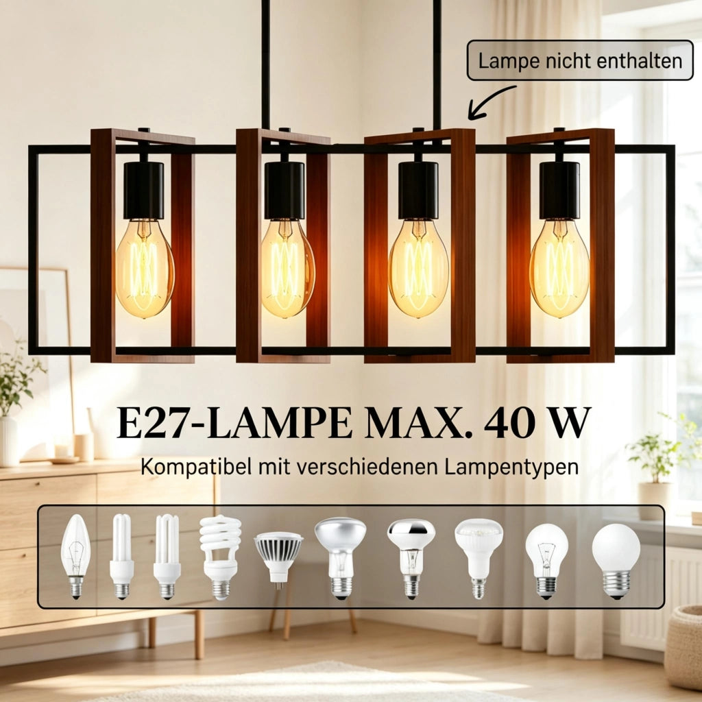 Lampadario a sospensione contemporaneo con 4 bracci girevoli e altezza regolabile in continuo (solo lampadario).