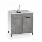 Sottolavello 2 ante 80 cm con lavello incluso colore cemento