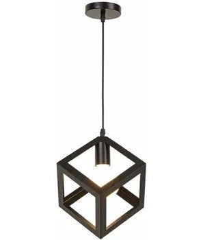 Lampadario Lampada Sospensione Cubo Moderno con Portalampada E27 NERO