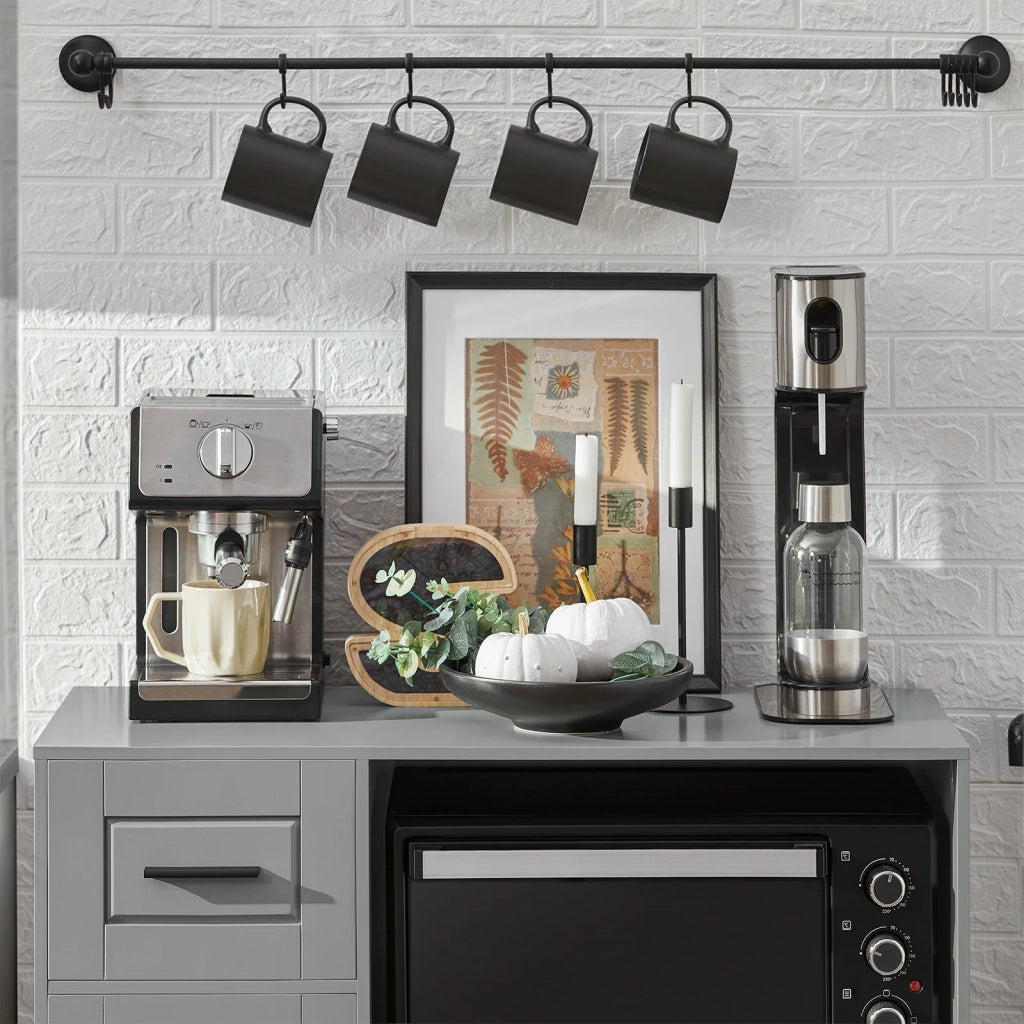 Credenza con ruote Mobile per Microonde da Cucina con 1 Cassetto, 3 Ante Armadio cucina 89x40x89cm colore grigio FSB78-HG SoBuy