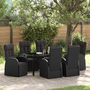 Set da Pranzo per Giardino con cuscino 7 pcs Nero polyrattan 3379517