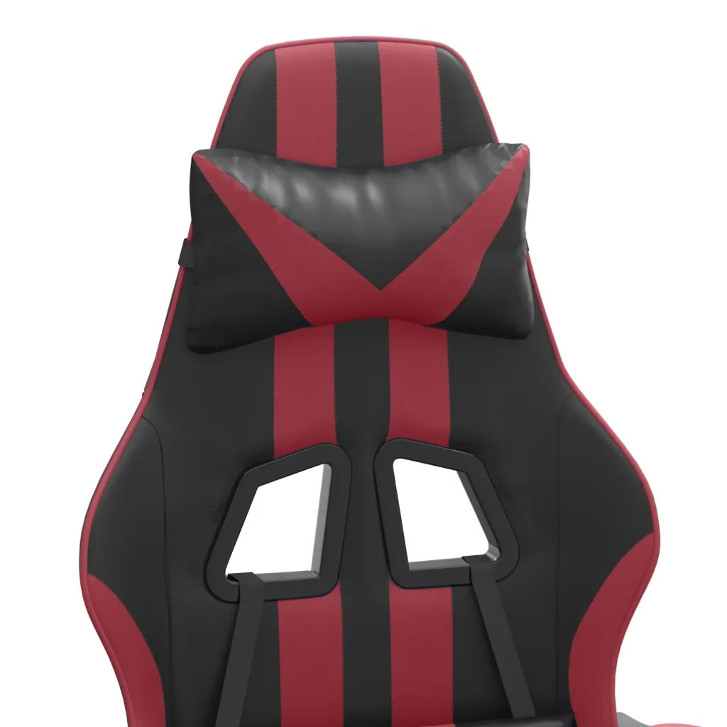 Sedia Gaming Girevole Poggiapiedi Nero e Rosso Vino Similpelle cod mxl 63523