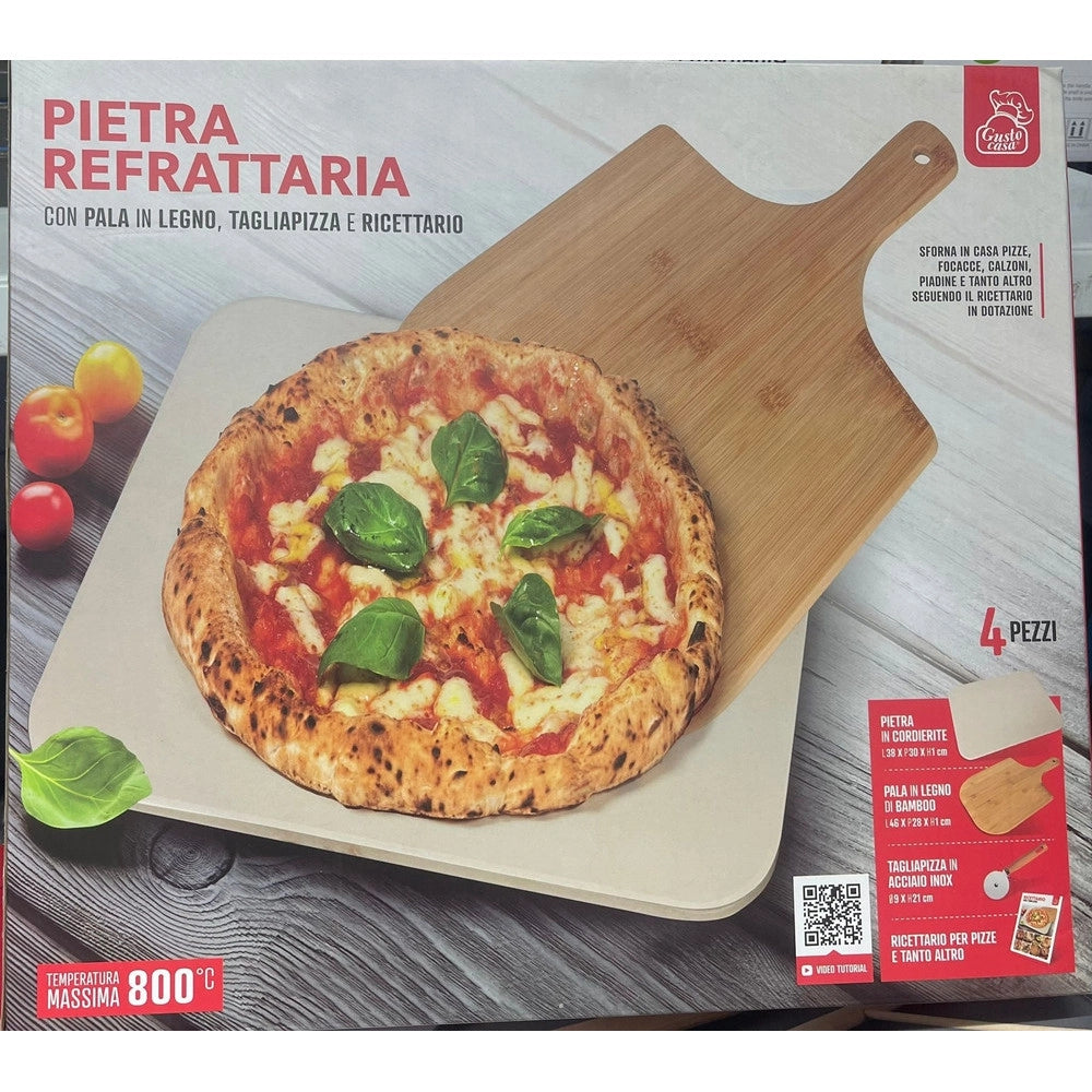 Trade Shop - Pala Per Pizza In Legno Betulla 46 X 28 Cm Slim Con Rotella Pizza Piatto -