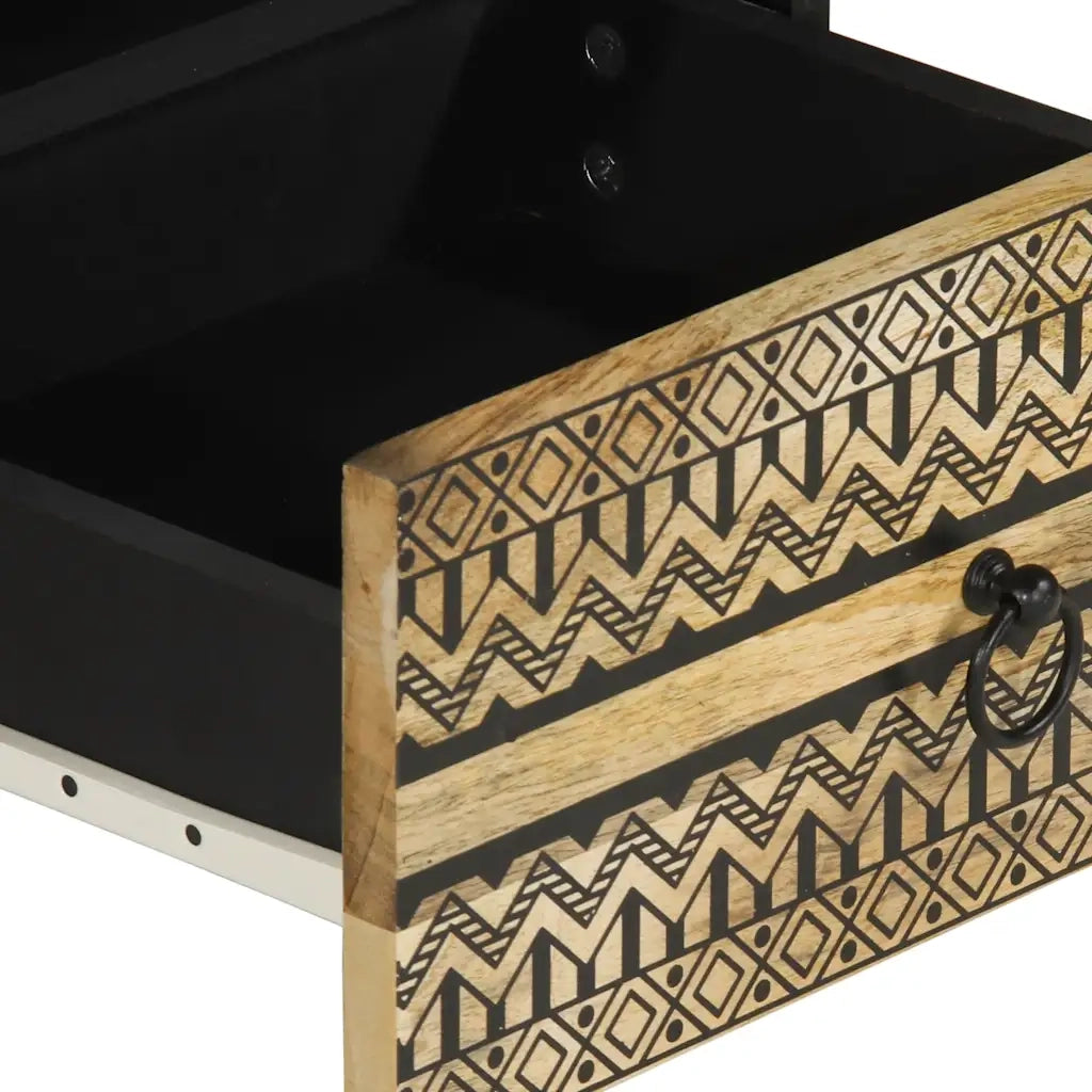 vidaXL Tavolino da Salotto Nero 80x54x40cm Legno Massello Mango Grezzo