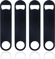 Pacchetto da 4 pezzi, apribottiglie in acciaio inox da 18 cm, nero, con imballo di alta qualità per bar e cucina