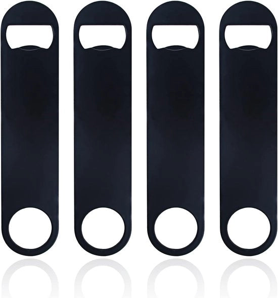 Pacchetto da 4 pezzi, apribottiglie in acciaio inox da 18 cm, nero, con imballo di alta qualità per bar e cucina