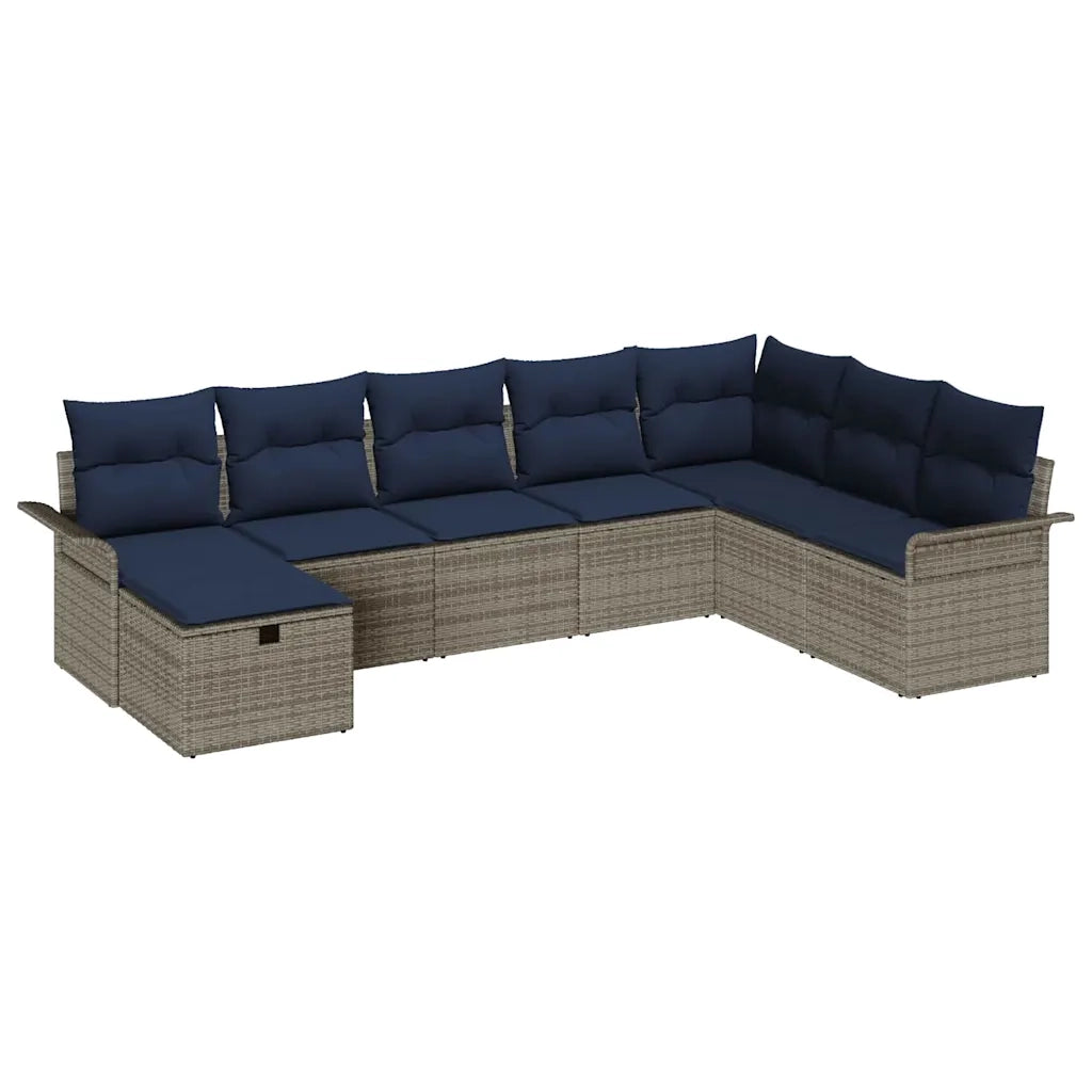 Set Divano da Giardino con cuscino 8 pcs Poly Rattan