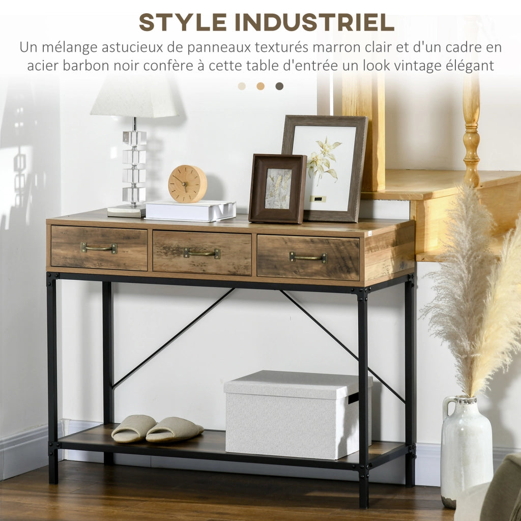 Tavolo console ¨C Minimal ¨C marrone chiaro nero 100x35x76.5 cm