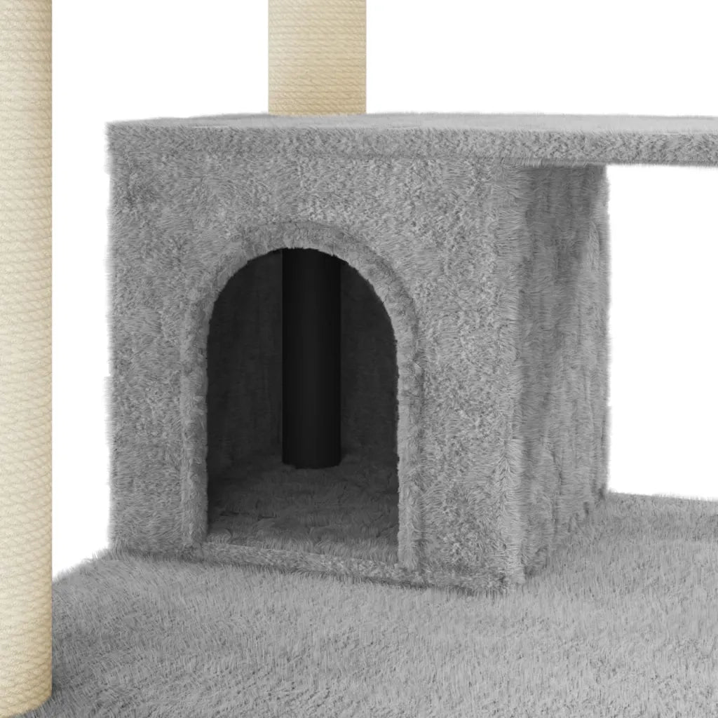 Albero per Gatti con Tiragraffi in Sisal Grigio Chiaro 183 cm 171483
