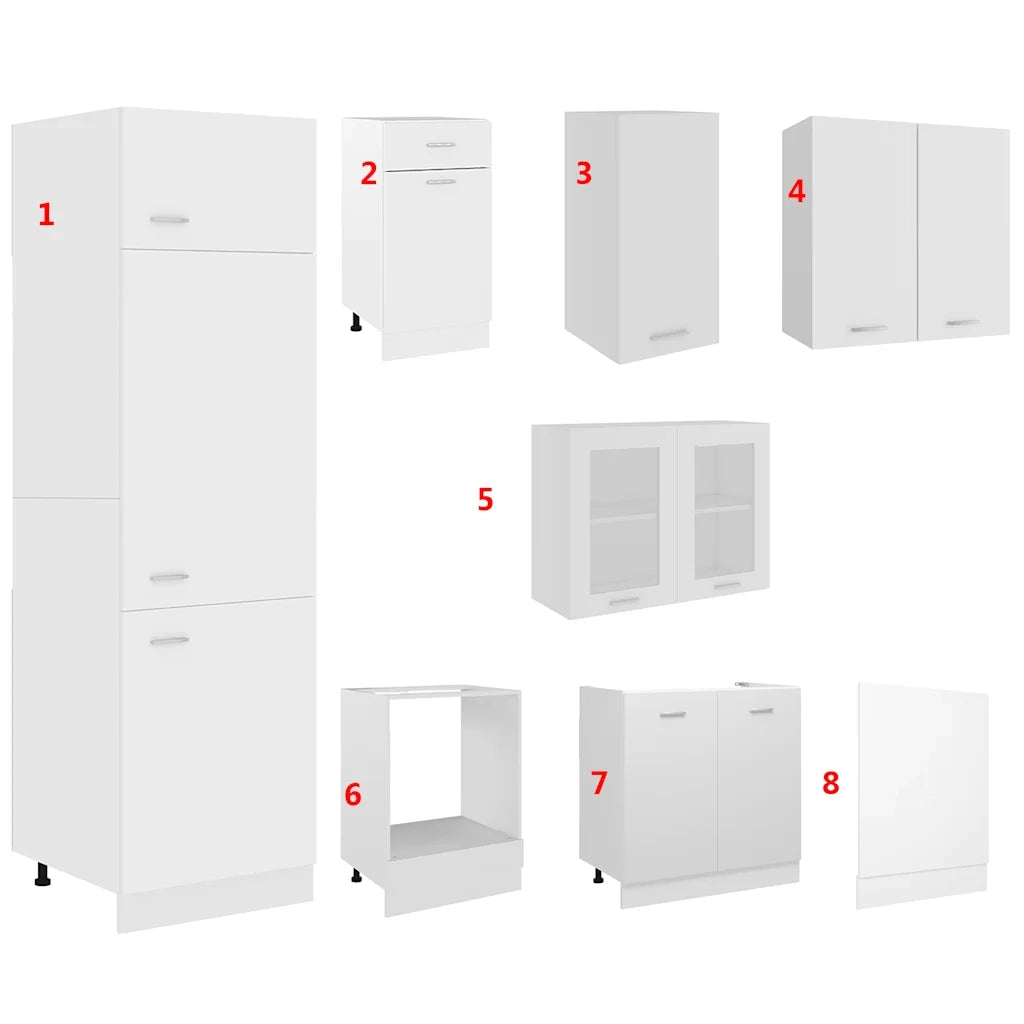 Set Armadi da Cucina 8 pz Lyon Bianco in Truciolato 3067639