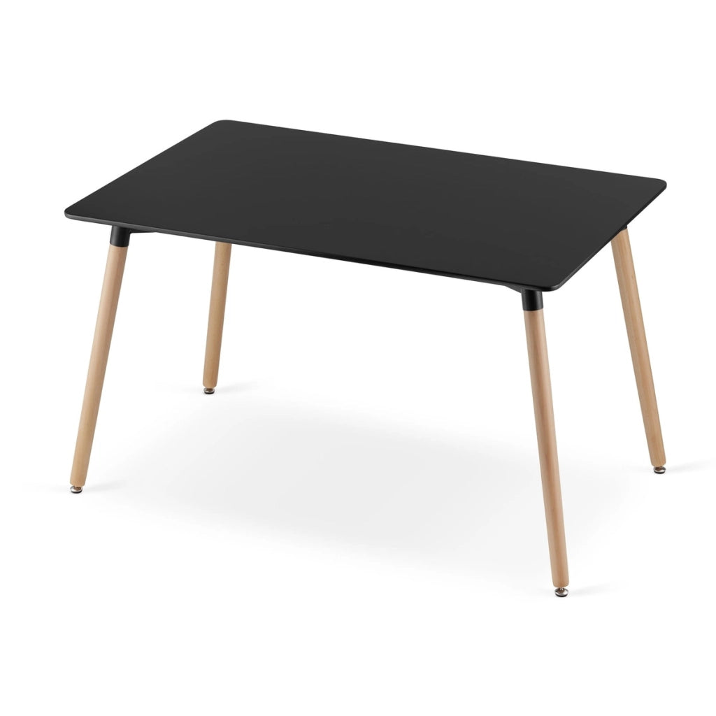 Tavolo da pranzo Adria in MDF nero e legno di faggio