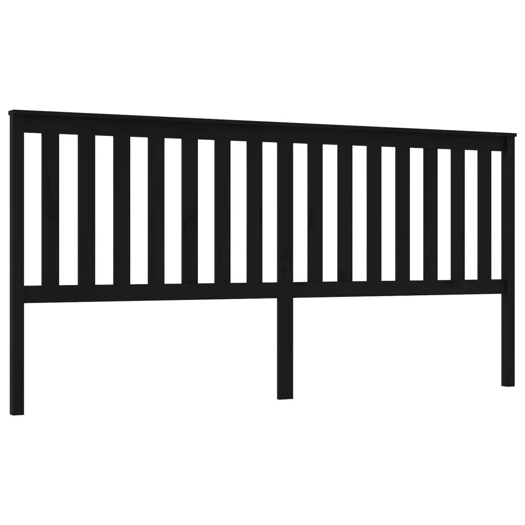 Testiera | Testata per Letto Nera 206x6x101 cm in Legno Massello di Pino