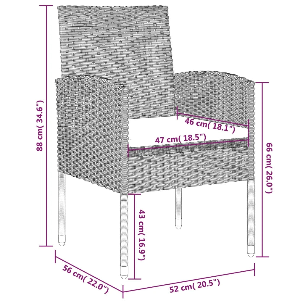 Set da Pranzo da Giardino 5 pz Nero 3099620